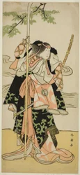 寛政5年(1793)11月、宮古芝居小屋で上演された『矢佐軍配 宮古の陣取り』における巴夫人（巴御前）役の三代目瀬川菊之丞。