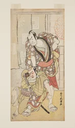 劇中のシーン（カラー木版画