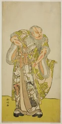 天明2年（1782）5月、市村座で上演された『志田屋形四つ木の曳舟』における二代目坂田半五郎のひげの一休役