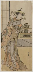 手紙を握る花魁としての嵐村次郎、1780年代後半。