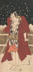尾上松助「雪の中塀の前に立つ刀を持った男」1786（天明6）年