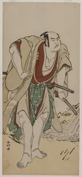 川のそばに立つ武士としての大谷博二c。 1780。
