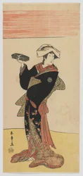 歌舞伎役者中村理子、江戸時代、1791～92年頃（カラー木版画）