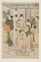 パーティーの準備（カラー木版画）