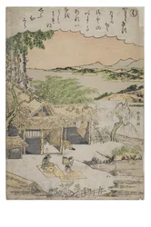 音節 - ファッショナブルなブロケード版画の伊勢物語シリーズのク、1770〜1773年頃（紙に木版画）