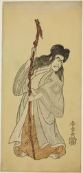 The Actor Ichikawa Danjuro IV possibly as Tenjiku Tokubei in the play "Tenjiku Tokubei Turns the Helm toward Home (Tenjiku Tokubei Kokyo no Torikaji)," performed at the Nakamura theater in the eighth month, 1768