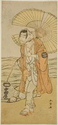 芝居「江戸名所みどり蘇我」で大日坊としての俳優中村仲蔵初代、1779 年、元月、森田座で上演