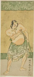 1770 年 11 月に市村座で上演された明戸菊伊豆のきせわたで力士又野五郎役の中村助五郎二代目