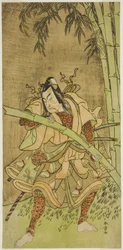 俳優 初代中村富十郎 竹貫五郎役 恵方蘇我年年暦 正月 森田座 1771年