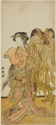 1775 年 8 月、森田座で上演された「京成月の都」で敦賀の遊女富山役を演じた初代中村富十郎