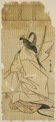 1779 年 11 月、中村劇場で上演された舞台「帰花英雄太平記」で、俳優の初代尾上松介が高教皇子を演じた。