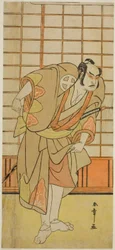 天明4年(1784)11月、桐芝居小屋で上演された『十二単絵小町桜』の式島若兵衛に扮した秦の大膳竹虎役の三代目大谷広次について