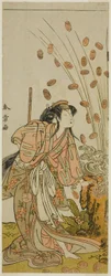 三代目瀬川菊之丞 花魁千代崎に変装した人丸役、花葛城の鐘の芝居杯で、昭和30年3月に市村劇場で上演された。