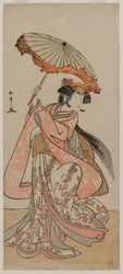 日傘を差して踊る役者瀬川菊之丞Ⅱ世