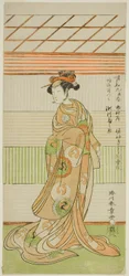 芝居振袖如月曽我の遊女舞鶴役の二代目瀬川菊之丞、1772年二月市村座にて上演