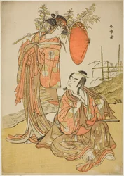 二代目市川門之助と三代目瀬川菊之丞が恋人の清十郎（右）とオナツ（左）役を演じる、駆け落ちの場面「道行飛翼の菊蝶」 プラの第2部