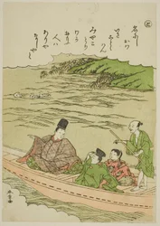 「と」：シリーズ「風流錦絵伊勢物語」より 隅田川、武蔵、下総