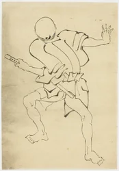 武装したアテンダント（研究）、c.1815-1849（紙にインク）