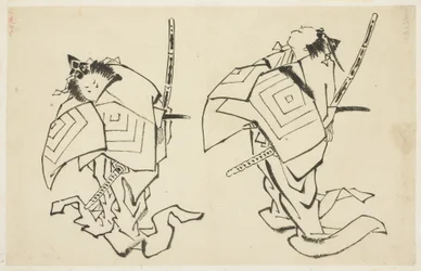 ダンジュロVまたはVI、歌舞伎俳優、ありがとうの役割（2つの研究）、c.1815-1849（紙にインク）