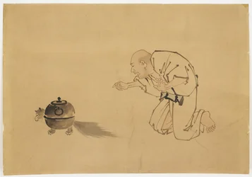 「タヌキティーケトル」のイラスト、1850年頃（紙にインクと色）