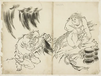 嵐の擬人化と金太郎と
1815-1849年頃（紙にインク