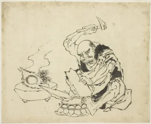 仏像を燃やす禅僧
(1815年～1849年頃 紙にインク