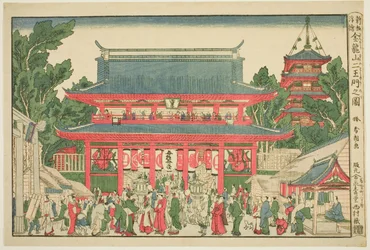 透視図 金龍山二王門（浮絵：金龍山仁王門之図）