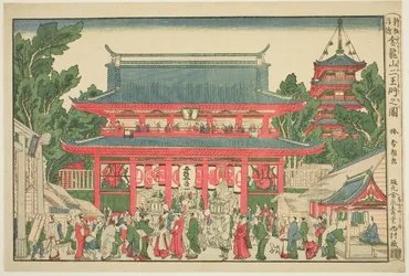 透視図 金龍山二王門（浮絵：金龍山仁王門之図）