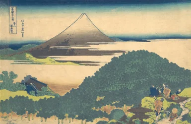 青山円座の松のクッションパイン …三十六景より 1830-32。