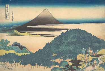 青山円座の松のクッションパイン …三十六景より 1830-32。