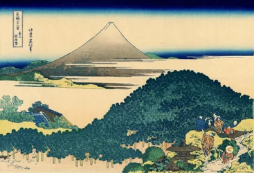 江戸・青山のクッション松 1830年頃（木版画
