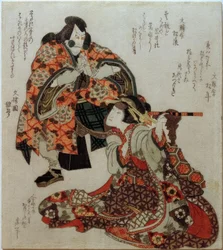 Der Schauspieler Ichikawa Danjurô und Iwai Kumesaburô