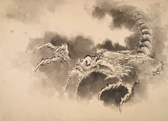 雲から出てくる龍、江戸時代、19世紀。