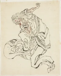 女性鬼（民話イラスト）、ca。 1815-49（紙にインクと色）