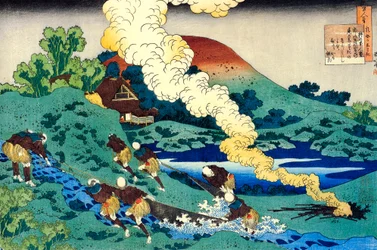 百人の詩人による百詩集柿本のひとまろ、c1830。