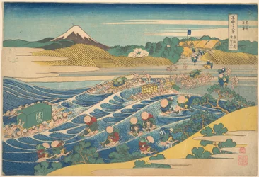 『東海道・金谷より望む富士』（『東海道金谷の富士』）、『富嶽三十六景』より