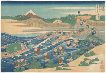 『東海道・金谷より望む富士』（『富嶽三十六景』より）
