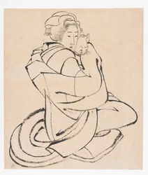 猫を抱く貴婦人 江戸時代頃 1810年代。