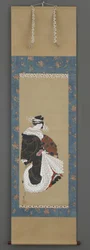 遊女の肖像、1815〜19年頃（絹にインク、色、金）