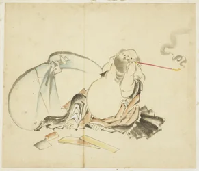 布袋を吸う、ca。 1815-1849（紙にインクと色）