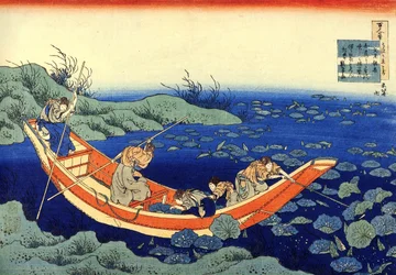 Serie de cent poemes de cent poetes : ""Fumiya no Asayasu"" Estampe de Katsushika Hokusai (1760-1849) (ecole ukiyo-e) vers 1830 State Hermitage Saint Petersbourg