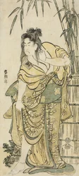 乱れた髪をした女としての俳優市川駒造c.1791