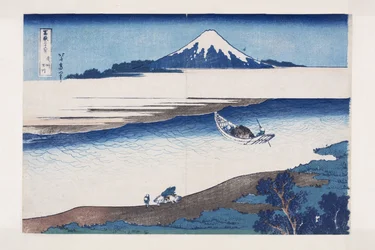 武蔵国の宝石川（武州玉川）」（カラー木版画
