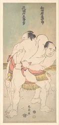 相撲取りの和田ヶ原甚四郎と花鳥山五郎吉