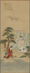 海辺の若い男と若い女 江戸時代（1615-1868）。