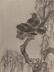枝に二羽の鳥、ca。 1887。