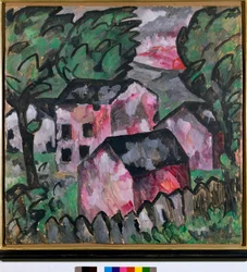 赤い家々のある風景 Kasimir Severinovich Malevich (Malevich, Malevic) (1878-1935) の絵画 日 107x106 cm 1910 日 Kunstmuseum Bale