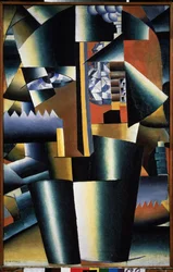 Ivan Klyun (Kliun) (Ivan Klioune) (1873-1943) の肖像 (Ivan Klyun の肖像) - Kasimir Severinovich Malevitch (Malevich, Malevic) (1878-1935) による絵画、キャンバスに油彩