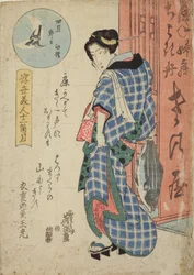魚を持つ女 - 四月、「浮世美人十二箇月」より
