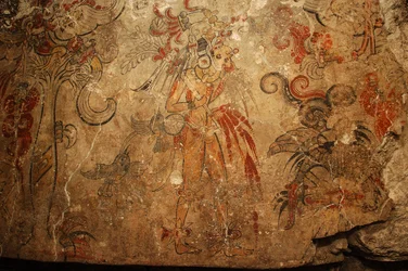 マヤ; マヤの壁画; サン・バルトロ; グアテマラ; ビル・サトゥルノ博士、2005年（写真）